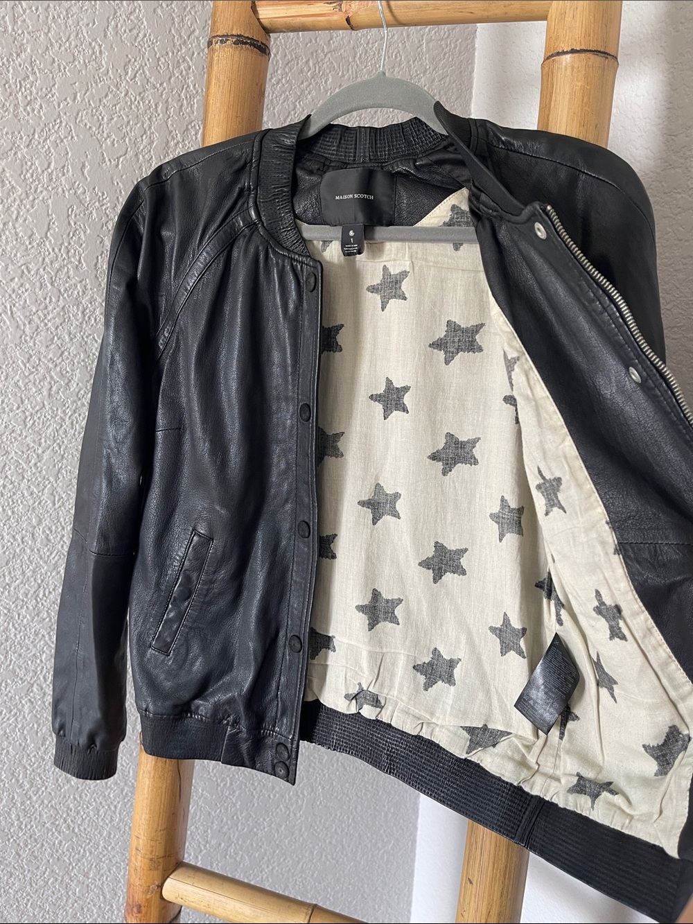 Scotch & Soda Maison Scotch Leather Bomber Jacket